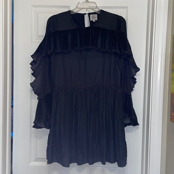 Anthropologie dRA Los Angeles Black Pleated Ruffle Mini Dress - Picture 1 of 9